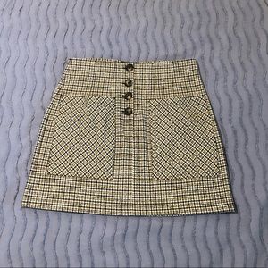 Topshop Plaid High Rise Mini Skirt - Yellow/Black - Size 6